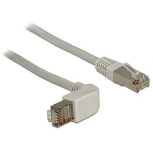 Ethernetkaapeli Cat.6A , 1x90 asteen kulmalla ylös, S/STP, harmaa 3,0m