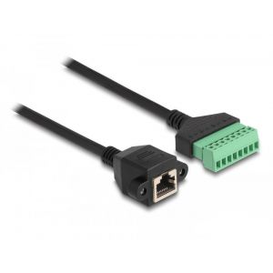 Delock Cat.6 RJ-45 naaras - 8-pin riviliitin 1m 2-osainen