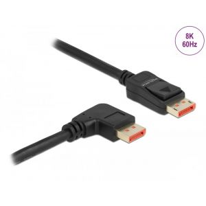 Delock DisplayPort 1.4 1m 90° kulma oikealle kaapeli 8K 60 Hz