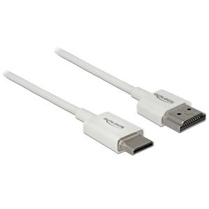 Delock High Speed HDMI A - Mini C Slim 4K 60Hz 2m, valkoinen