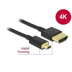 Delock High Speed HDMI with Ethernet micro HDMI  - HDMI Slim 4K 60Hz 0.25 m