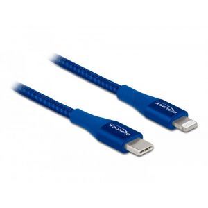Delock Lightning - USB-C USB lataus- ja synkronointikaapeli 1.0m MFi, sininen