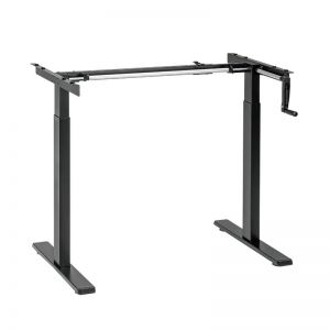 Käsin säädettävä istuma-seisomapöytärunko, 2-osaiset teleskooppijalat, musta