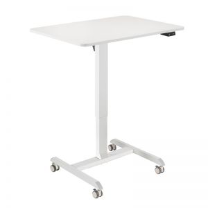 Sähköisesti säädettävä istuma-seisomatyöpiste, 1 moottori, pyörillä, valkoinen