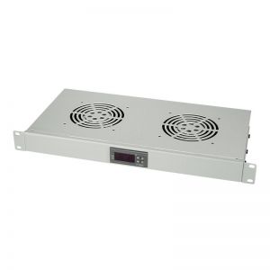 19" tuuletinyksikkö kahdella tuulettimella, harmaa