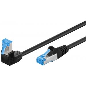 Ethernetkaapeli CAT 6A 1x 90 ° kulmalla, S / FTP (PiMF), 0,50m musta