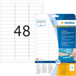 HERMA irrotettava tarra A4 63,5x16,9 mm valkoinen paperi 1200 kpl