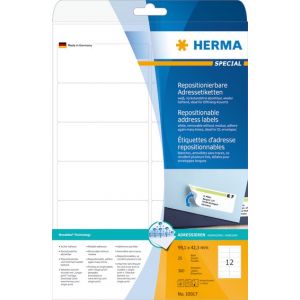 Herma tarra-arkki A4, irroitettava tarra (99,1mmx42,3mm) 25 arkkia (300 kpl)