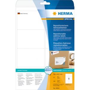 Herma tarra-arkki A4, irroitettava tarra (99,1mmx67,7mm) 25 arkkia (200 kpl)