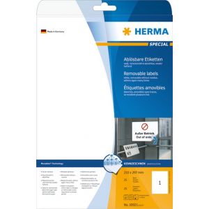 Herma tarra-arkki A4, irroitettava tarra 25 arkkia