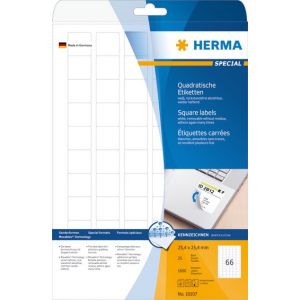 Herma tarra-arkki A4, irroitettava tarra (25,4mmx25,4mm) 25 arkkia (1650 kpl)