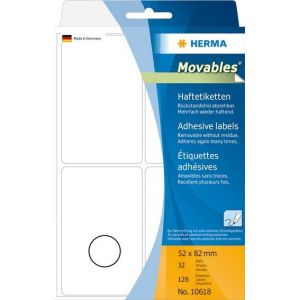 Herma tarra-arkki manuaalinen ja irroitettava 52 mm x 82 mm valkoinen (128 kpl)