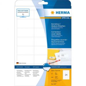 HERMA kansitarrat A4 valkoinen 64,6x33,8 mm paperi läpinäkymätön 600 kpl