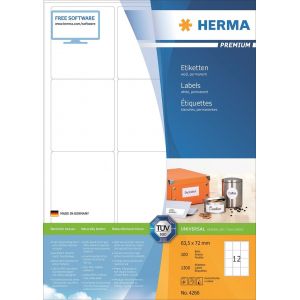 Herma tarra-arkki Premium 63,5mm x 72,0mm (1200)