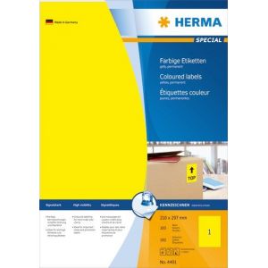 Herma Quality tarra-arkki A4 keltainen, pysyvä tarttuvuus 100 kpl