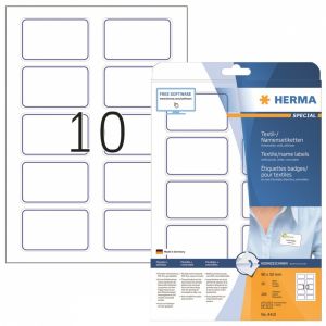 Herma nimi/tekstiilietiketti irrotettava 80mmx50mm sininen, 200 kpl