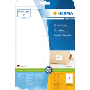 HERMA osoitetarrat Premium A4 valkoinen 99,1 x 93,1 mm 150 kpl