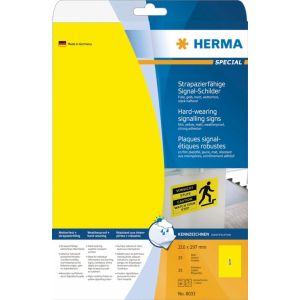 Herma säänkestävä kalvotarra, keltainen A4 erittäin vahva tarttuvuus, 25 kpl