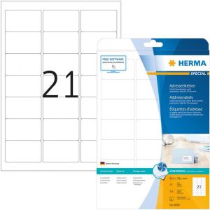 Herma A4 osoitetarra mustesuihkutulostimelle 63,5x38,1 mm, valkoinen 525 kpl