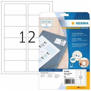 Herma A4 osoitetarra mustesuihkutulostimelle, 88,9 x 46,6 mm, valkoinen, pysyvä tartunta