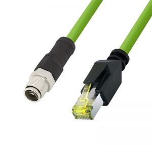 M12 8-pin X-coded uros - RJ45 PUR kaapeli, 7,50 m