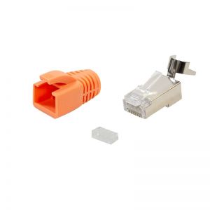 Modulaarinen liitin RJ45 Cat.6A & Cat.7, oranssi vedonpoistaja, 10 kpl