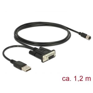 Navilock  M8 naaras vesitiivis > DB9 naaras RS-232 1.2 m kaapeli