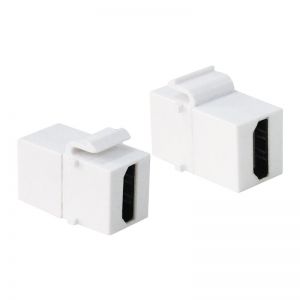 Keystone-liitin HDMI-naaras> HDMI-naaras, leveys 17,3 mm, valkoinen