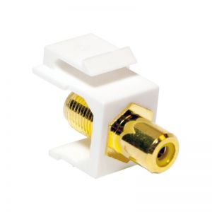 Keystone-liitin RCA-naaras> F-naaras keltainen, leveys 16,3 mm