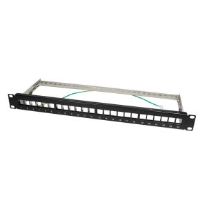 Keystone Panel 1U, 24 Ports, suojattu, musta