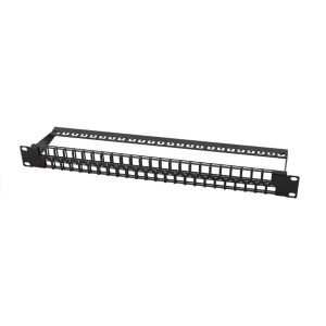 Keystone Panel 1U, 48 Ports, suojattu, musta