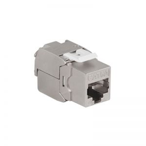 Cat.6A Keystone-liitin STP 22–26 AWG, työkaluton, metallia, leveys 16,3 mm