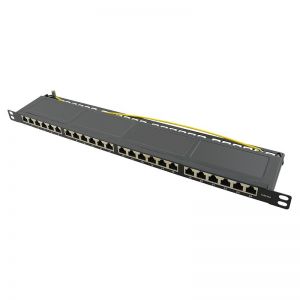 Kytkentäpaneeli Cat.6A 19" 24-port STP musta, 0.5 U