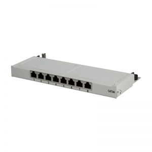 Kytkentäpaneeli Cat.6A STP 8 port, vaalean harmaa, 0.5 U
