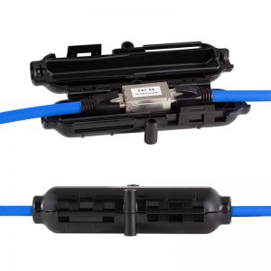 Suojakotelo ethernet- ja valokuitu kaapeliliitäntöille ja jatkojohdoille, IP54, musta