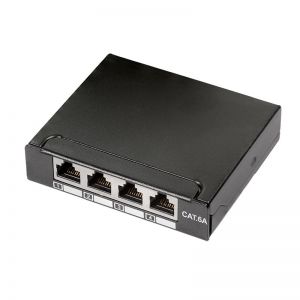 Ethernet RJ45 Cat.6A patch panel mini, 4 porttia, suojattu, DIN