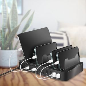 USB-C-latausasema, 4 x USB-A ja 6 x USB-C, PD & QC 3.0, 120 W, musta