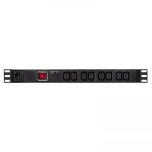 19"  jatkojohto 8-osainen C13, ylijännitesuojalla ja kytkimellä