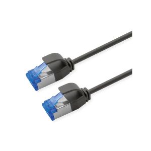 Ethernetkaapeli S/FTP Cat.6A LSOH, Slim, PoE, musta, 0.5 m