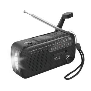 Aurinkokäyttöinen käsikäyttöinen hätäradio, varavirtalähde, LED-hätävalo