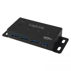 Logilink USB 3.0 4-port hub virtalähteellä, metallinen