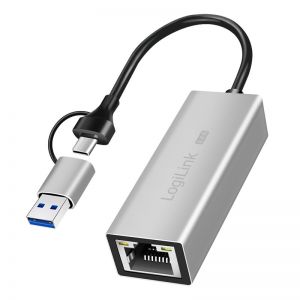 Logilink USB-A/-C - 2,5G Ethernet-verkkosovitin, harmaa