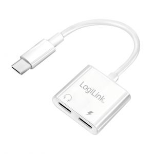 USB-C-sovitin PD-latausportilla, 2x USB-C, max. 60 W, valkoinen