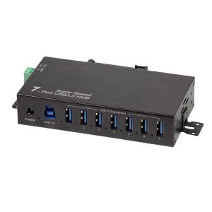 Teollisuushub USB 3.0, 7-porttinen 5 Gbps, 10 W, musta