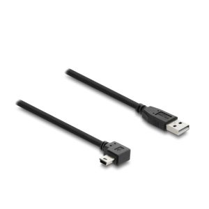 Delock USB 2.0 uros A > mini-B uros kulma 90° oikea 2 m