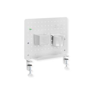 Pöytään kiinnitettävä tarviketeline, valkoinen