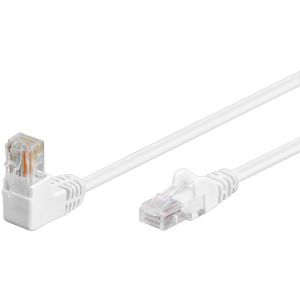 Ethernetkaapeli 1x 90° kulmalla Cat 5e U/UTP valkoinen 5m