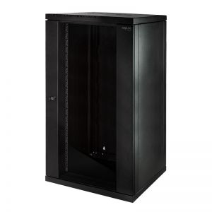 Seinäasennuskaappi 19" yksiosainen teline 21U 600 x 560 mm, musta