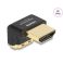 Delock HDMI uros-naaras kulmaliitin alaspäin 8K 60Hz metallinen